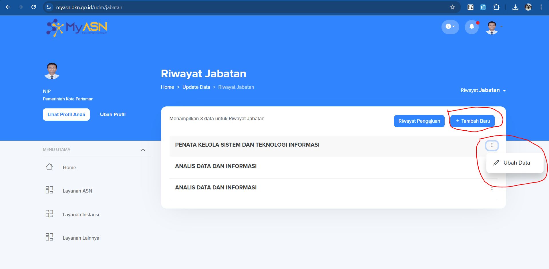 Contoh tombol Tambah Baru